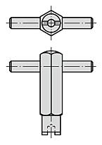 Spring plungers with hex socket and POM thrust pin, steel, with thread lock - inch
