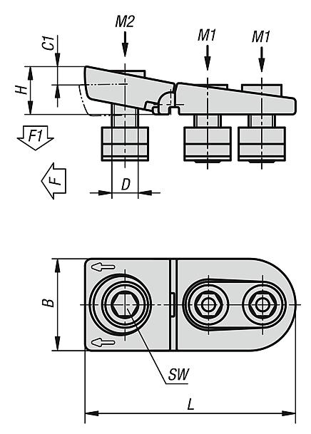 T-slot clamp, steel