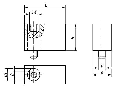 Riser blocks with draw bolt