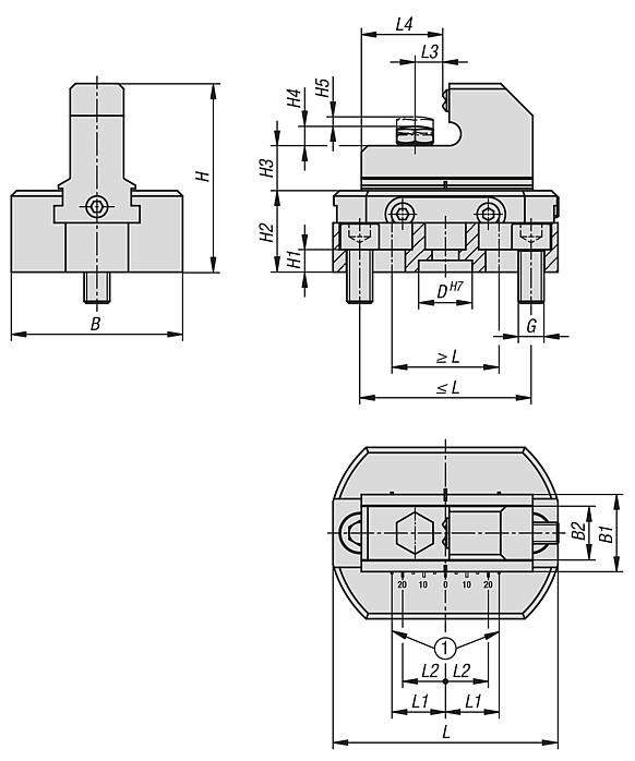 Fixed stop with grip insert for draw-down clamping system