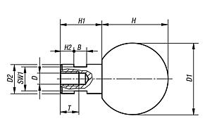 Ball handles rotatable with internal thread
