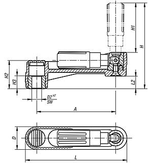 Crank handles with fold-down cylinder grip, without keyway - inch