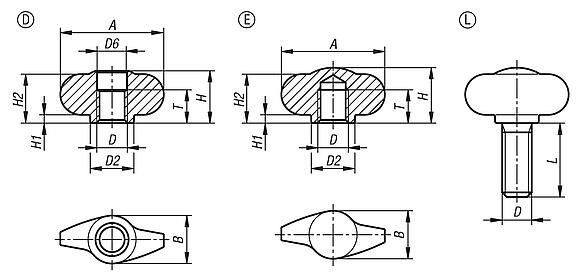 Wing grips "Miniwing" stainless steel, inch