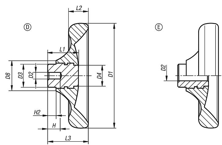 Handwheels disc without grip - inch