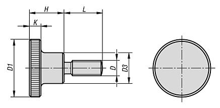 Knurled screws DIN 464 high form, steel and stainless steel - inch
