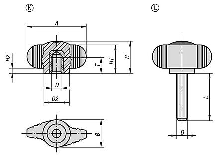Wing grips "Miniwing", plastic, visually detectable