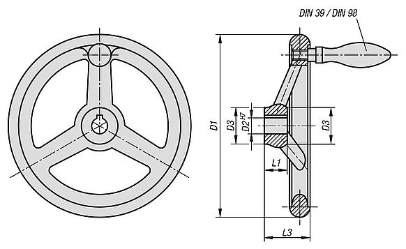 HandwheelsDIN 950, aluminium