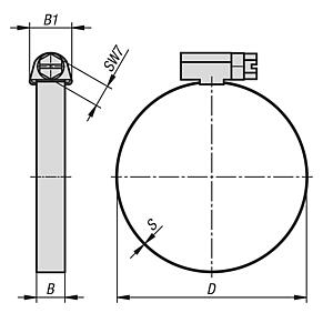 Hose clips, stainless steel (W4) DIN 3017-1 
strap width 9 mm and 12 mm