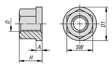 Hexagon nuts with collarheight 1.5xD, DIN 6331 enhanced