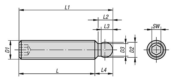Grub screws with ball thrust point 