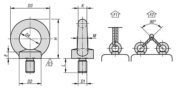 Ring bolts DIN 580