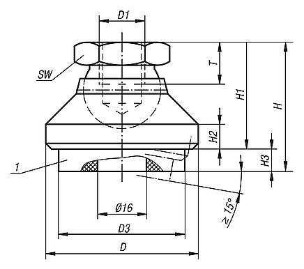 Swivel feet with vibration absorption - inch