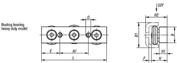 Floating bearings, heavy-duty version