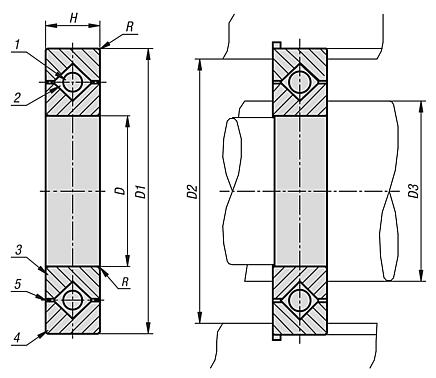 Cross-roller bearing, steel, compact