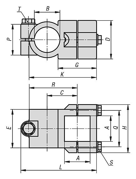 Tube clamps cross, aluminium