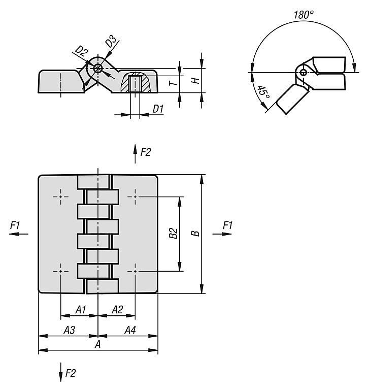 Hinges plastic with bushes