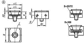 Wedge clamps, steel, Form A, smooth jaw faces