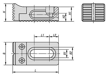 Toe stops, steel, adjustable, with serrated jaw face