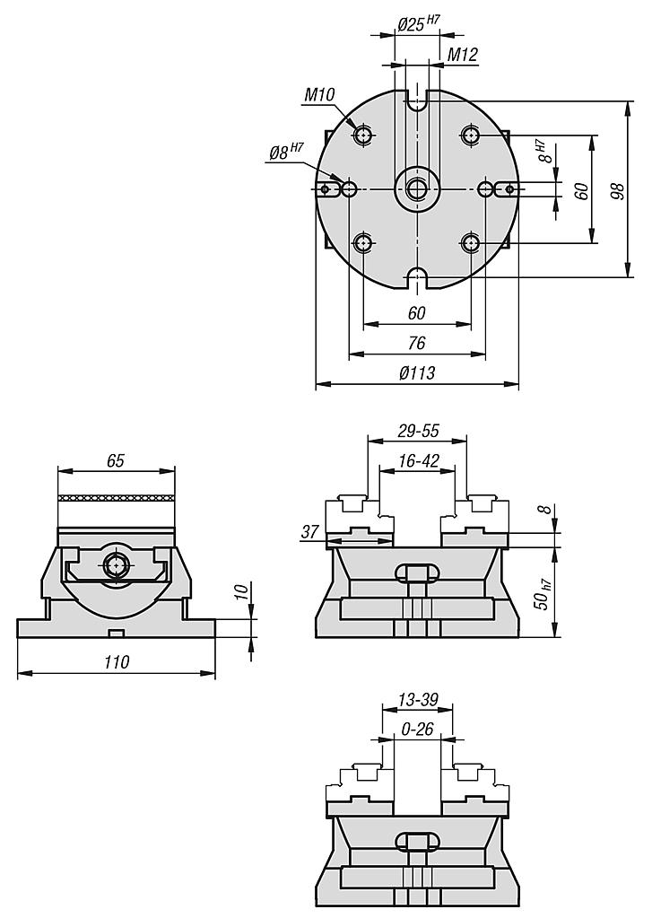 Centric vices jaw width 65 mm