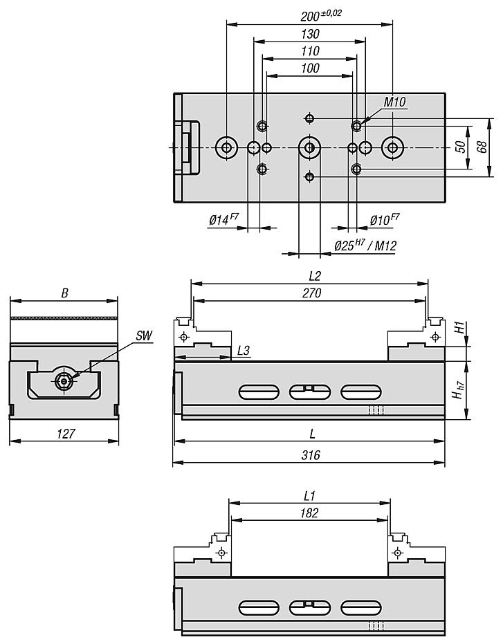 Centric vices jaw width 80–125 mm