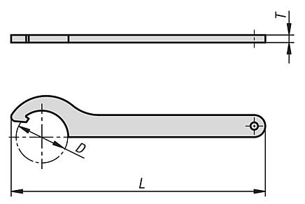 Hook wrench with lug DIN 1810A enhanced